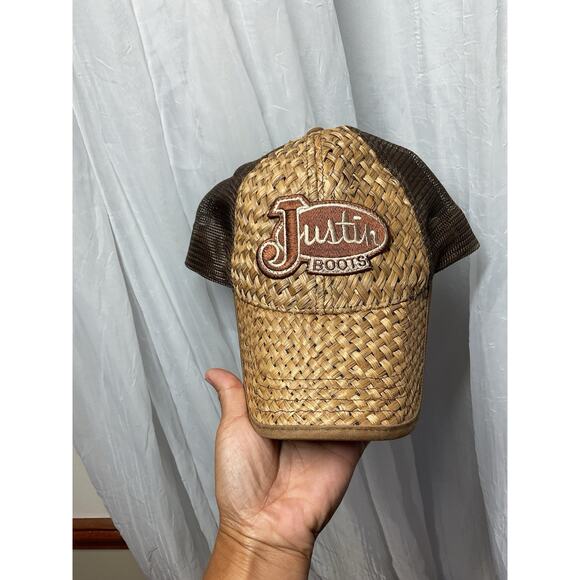 Justin Boots Other - JUSTIN BOOTS Cap / Baseball / Hat “Woven Straw” SnapBack Brown One Size